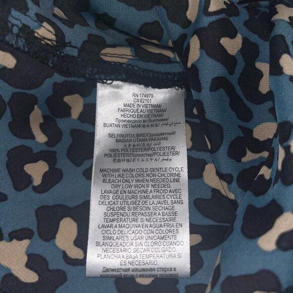 BCBGeneration Stardust Cheetah Animal Print Cocktail Medi Dress Blue Green Sz L - Picture 6 of 9